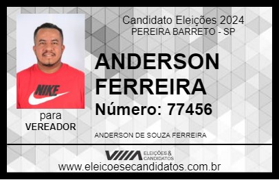 Candidato ANDERSON FERREIRA 2024 - PEREIRA BARRETO - Eleições