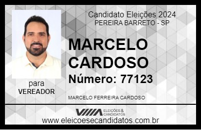 Candidato MARCELO CARDOSO 2024 - PEREIRA BARRETO - Eleições