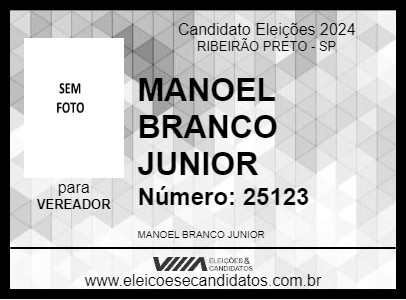 Candidato MANOEL BRANCO JUNIOR 2024 - RIBEIRÃO PRETO - Eleições