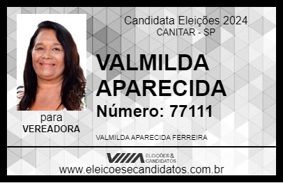 Candidato VALMILDA APARECIDA 2024 - CANITAR - Eleições