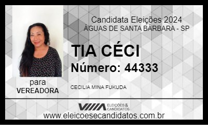 Candidato TIA CÉCI 2024 - ÁGUAS DE SANTA BÁRBARA - Eleições