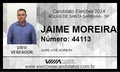 Candidato JAIME MOREIRA 2024 - ÁGUAS DE SANTA BÁRBARA - Eleições