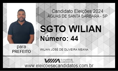 Candidato SGTO WILIAN 2024 - ÁGUAS DE SANTA BÁRBARA - Eleições