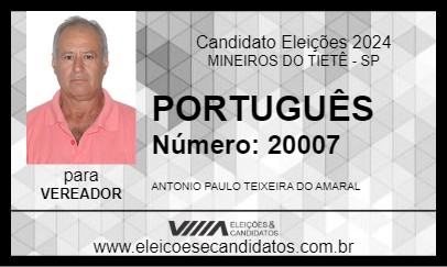 Candidato PORTUGUÊS 2024 - MINEIROS DO TIETÊ - Eleições