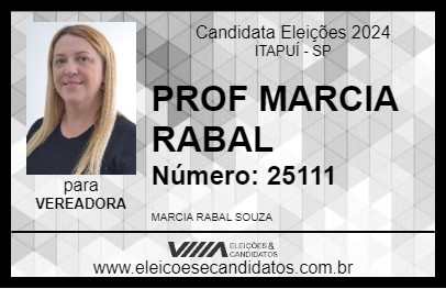 Candidato PROF MARCIA RABAL 2024 - ITAPUÍ - Eleições