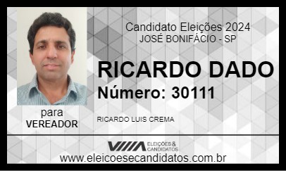 Candidato RICARDO DADO 2024 - JOSÉ BONIFÁCIO - Eleições