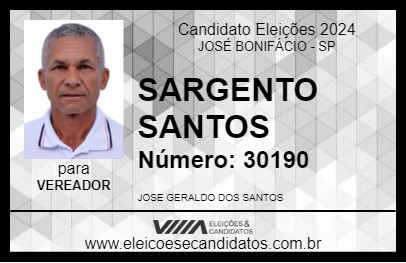 Candidato SARGENTO SANTOS 2024 - JOSÉ BONIFÁCIO - Eleições