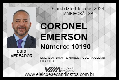 Candidato CORONEL EMERSON 2024 - MAIRIPORÃ - Eleições