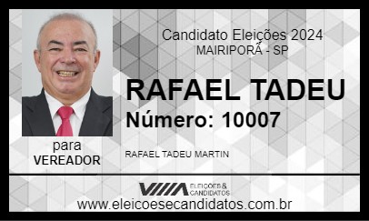 Candidato RAFAEL TADEU 2024 - MAIRIPORÃ - Eleições