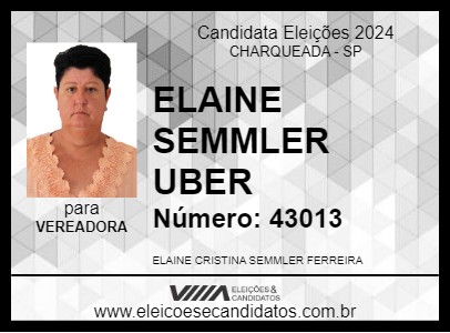 Candidato ELAINE SEMMLER  UBER 2024 - CHARQUEADA - Eleições