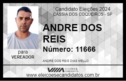 Candidato ANDRE DOS REIS 2024 - CÁSSIA DOS COQUEIROS - Eleições