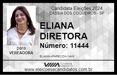 Candidato ELIANA DIRETORA 2024 - CÁSSIA DOS COQUEIROS - Eleições