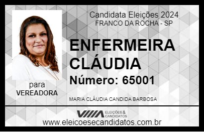 Candidato ENFERMEIRA CLÁUDIA 2024 - FRANCO DA ROCHA - Eleições