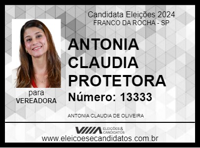 Candidato ANTONIA CLAUDIA PROTETORA 2024 - FRANCO DA ROCHA - Eleições