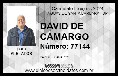 Candidato DAVID DE CAMARGO 2024 - ÁGUAS DE SANTA BÁRBARA - Eleições