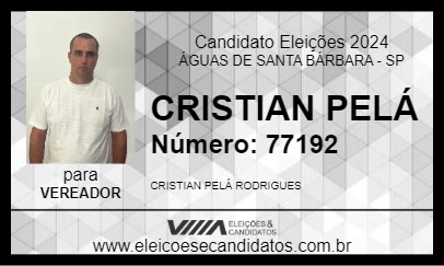 Candidato CRISTIAN PELÁ 2024 - ÁGUAS DE SANTA BÁRBARA - Eleições