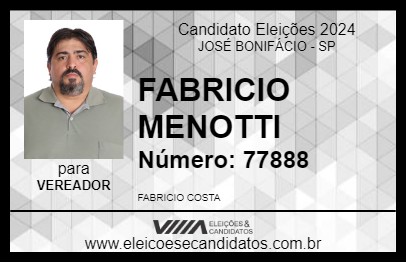 Candidato FABRICIO MENOTTI 2024 - JOSÉ BONIFÁCIO - Eleições