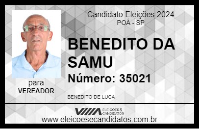 Candidato BENEDITO DE LUCA 2024 - POÁ - Eleições