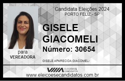 Candidato GISELE GIACOMELI 2024 - PORTO FELIZ - Eleições