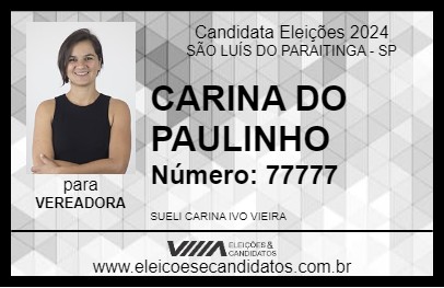 Candidato CARINA DO PAULINHO 2024 - SÃO LUÍS DO PARAITINGA - Eleições