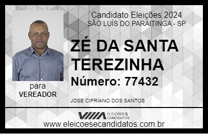 Candidato ZÉ DA SANTA TEREZINHA 2024 - SÃO LUÍS DO PARAITINGA - Eleições