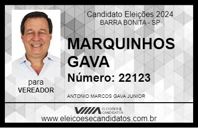 Candidato MARQUINHOS GAVA 2024 - BARRA BONITA - Eleições