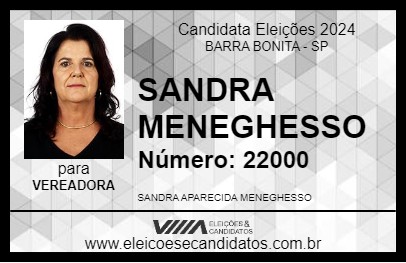 Candidato SANDRA MENEGHESSO 2024 - BARRA BONITA - Eleições