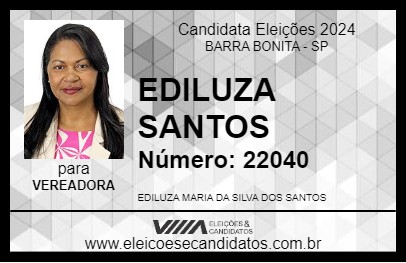 Candidato EDILUZA SANTOS 2024 - BARRA BONITA - Eleições