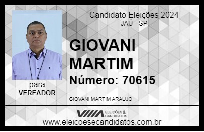 Candidato GIOVANI MARTIM 2024 - JAÚ - Eleições