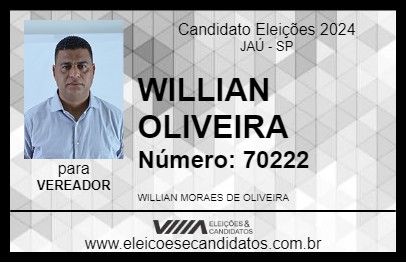 Candidato WILLIAN OLIVEIRA 2024 - JAÚ - Eleições