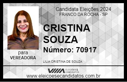 Candidato CRISTINA SOUZA 2024 - FRANCO DA ROCHA - Eleições