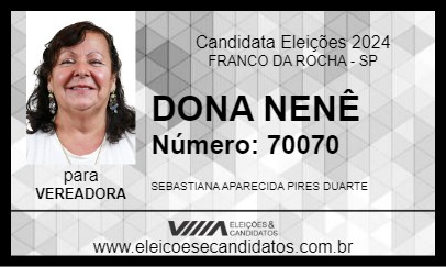 Candidato DONA NENÊ 2024 - FRANCO DA ROCHA - Eleições