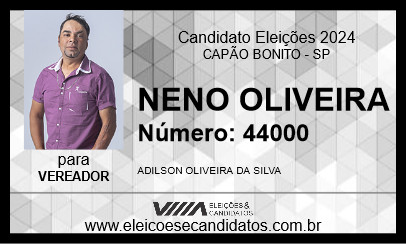 Candidato NENO OLIVEIRA 2024 - CAPÃO BONITO - Eleições