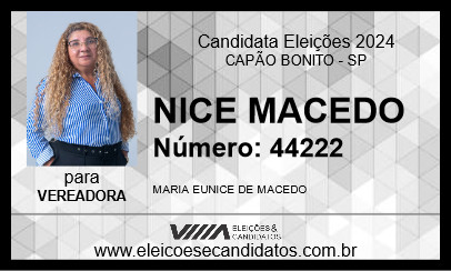 Candidato NICE MACEDO 2024 - CAPÃO BONITO - Eleições