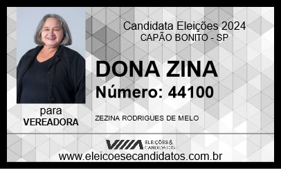 Candidato DONA ZINA 2024 - CAPÃO BONITO - Eleições