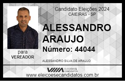 Candidato ALESSANDRO ARAUJO 2024 - CAIEIRAS - Eleições