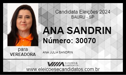 Candidato ANA SANDRIN 2024 - BAURU - Eleições