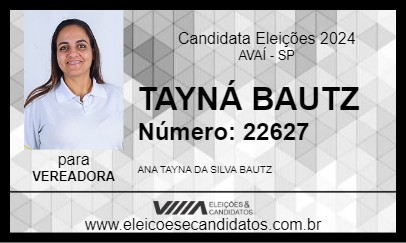 Candidato TAYNÁ BAUTZ 2024 - AVAÍ - Eleições