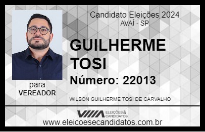 Candidato GUILHERME TOSI 2024 - AVAÍ - Eleições