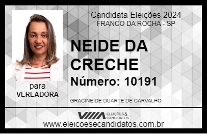 Candidato NEIDE DA CRECHE 2024 - FRANCO DA ROCHA - Eleições