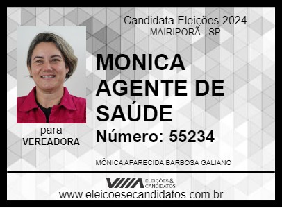 Candidato MONICA AGENTE DE SAÚDE 2024 - MAIRIPORÃ - Eleições