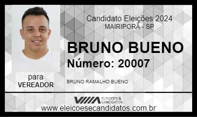 Candidato BRUNO BUENO 2024 - MAIRIPORÃ - Eleições