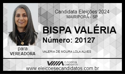 Candidato BISPA VALÉRIA 2024 - MAIRIPORÃ - Eleições