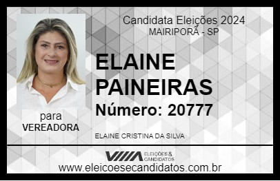 Candidato ELAINE PAINEIRAS 2024 - MAIRIPORÃ - Eleições