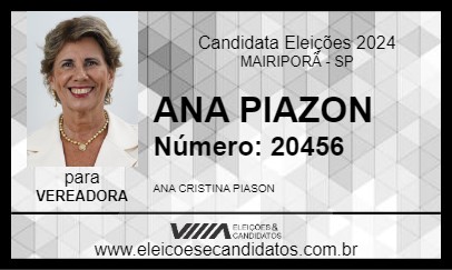 Candidato ANA PIAZON 2024 - MAIRIPORÃ - Eleições