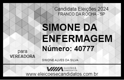 Candidato SIMONE DA ENFERMAGEM 2024 - FRANCO DA ROCHA - Eleições