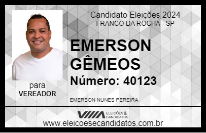 Candidato EMERSON GÊMEOS 2024 - FRANCO DA ROCHA - Eleições