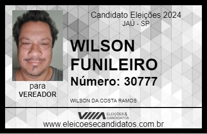 Candidato WILSON FUNILEIRO 2024 - JAÚ - Eleições