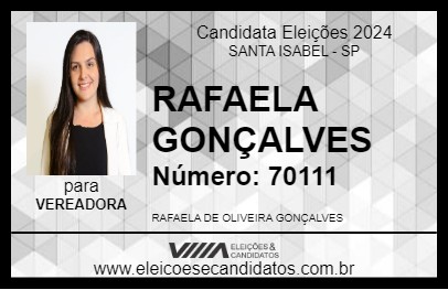 Candidato RAFAELA GONÇALVES 2024 - SANTA ISABEL - Eleições