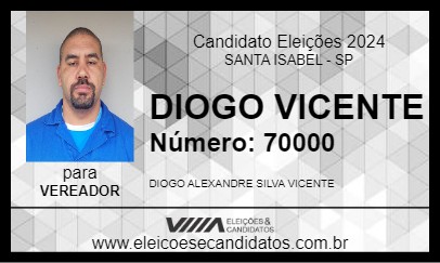 Candidato DIOGO VICENTE 2024 - SANTA ISABEL - Eleições